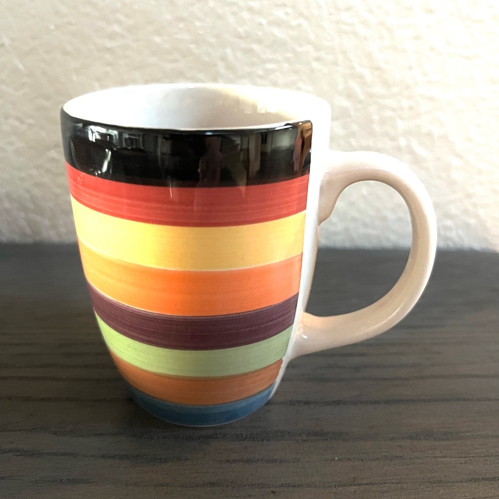 Philippe Richard Pottery Rondo Coffee/Tea Mug Multi-Color Bands